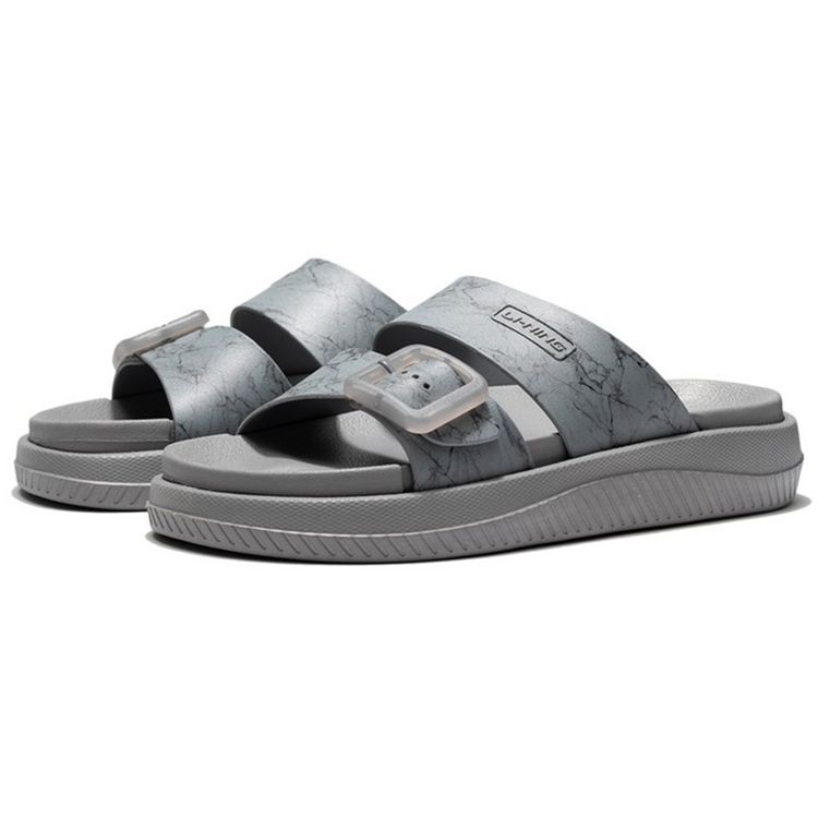 Li Ning Fashion Sports Rubber Sole EVA Slide Sandals Men Footwear Rock-Gray AGAS017-4
