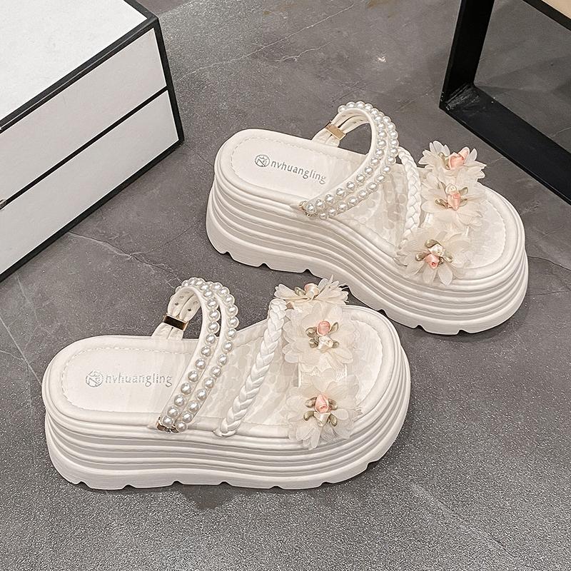 Fashion NEW Designer Women Summer Chunky Sandals Platform Slippers 8CM High Heels Ladies Slides Beach Flip-Flop Woman Sandalias De Mujer