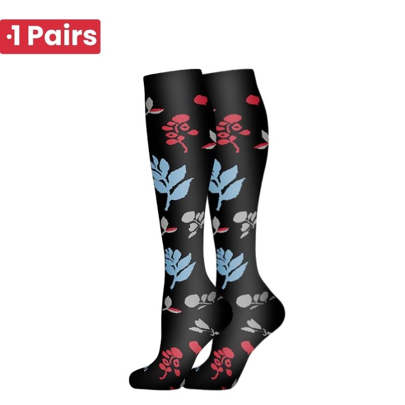 1Pairs 58 StylesNew Flower Animals Compression Socks for Leggings Breathable Running Pressure Soccer Adult Socks Pressure Socks