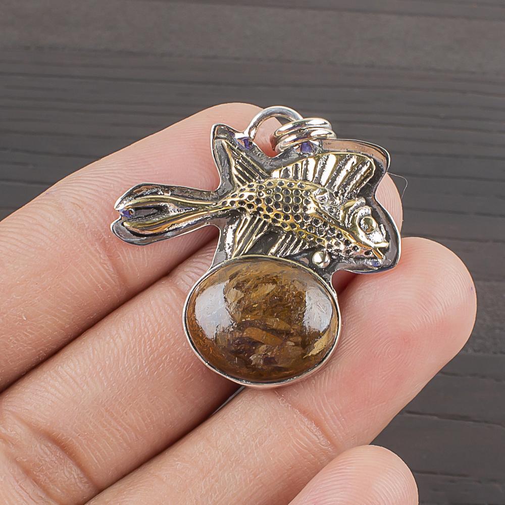 

Natural Bronzite Gemstone 925 Sterling Silver Jewelry Designer Pendant 1.25 AJP-2230