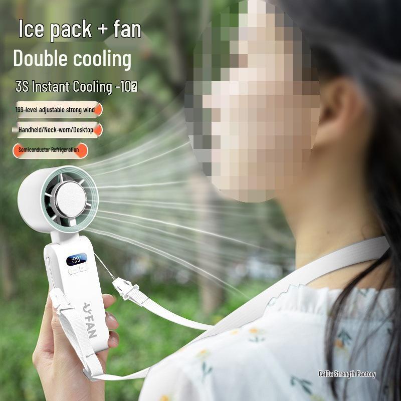 JF137 High-Speed Portable Neck Fan with Foldable Ice Pack and Strong Wind Power