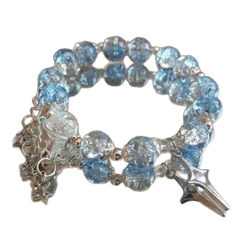 Super Fairy Forest Gradient Glass Bracelet - Chic Chinese Style Gift for Women and Best Friends, Lightweight Luxury Accessory