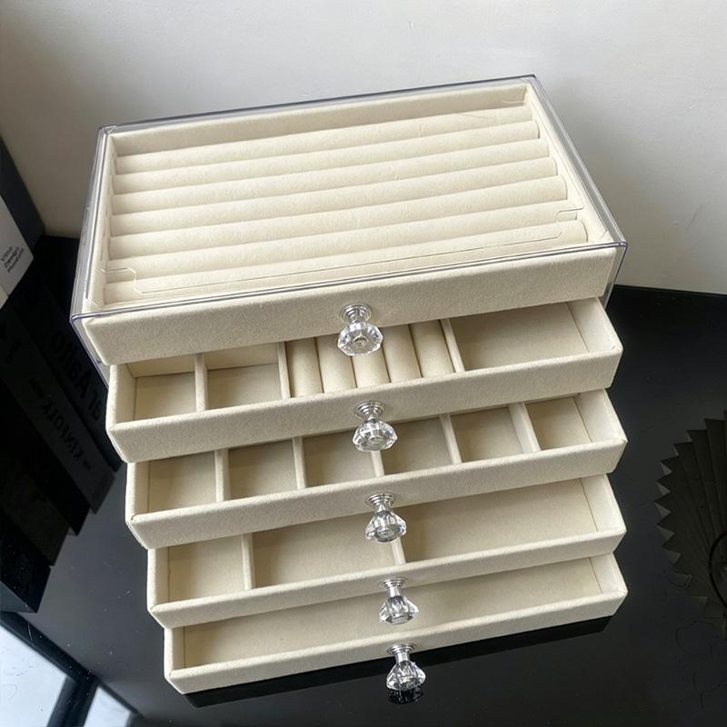 5 Layers Desktop Jewelry Storage Drawer Large Capacity Earrings Ring Necklace Organizer Rack Jewelry Display Stand