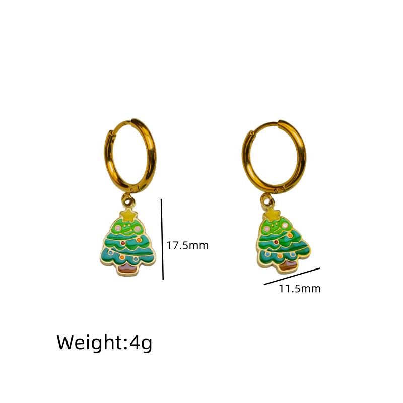 New Fashion Christmas Earrings: Creative Snowman & Tree Design In Stainless Steel