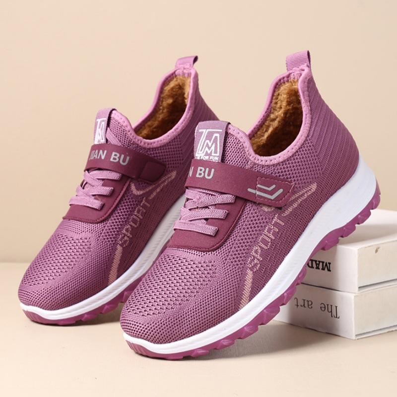 Cotton shoes women's winter velvet thickened medium walking shoes comfortable soft sole warm casual grandma cotton boots