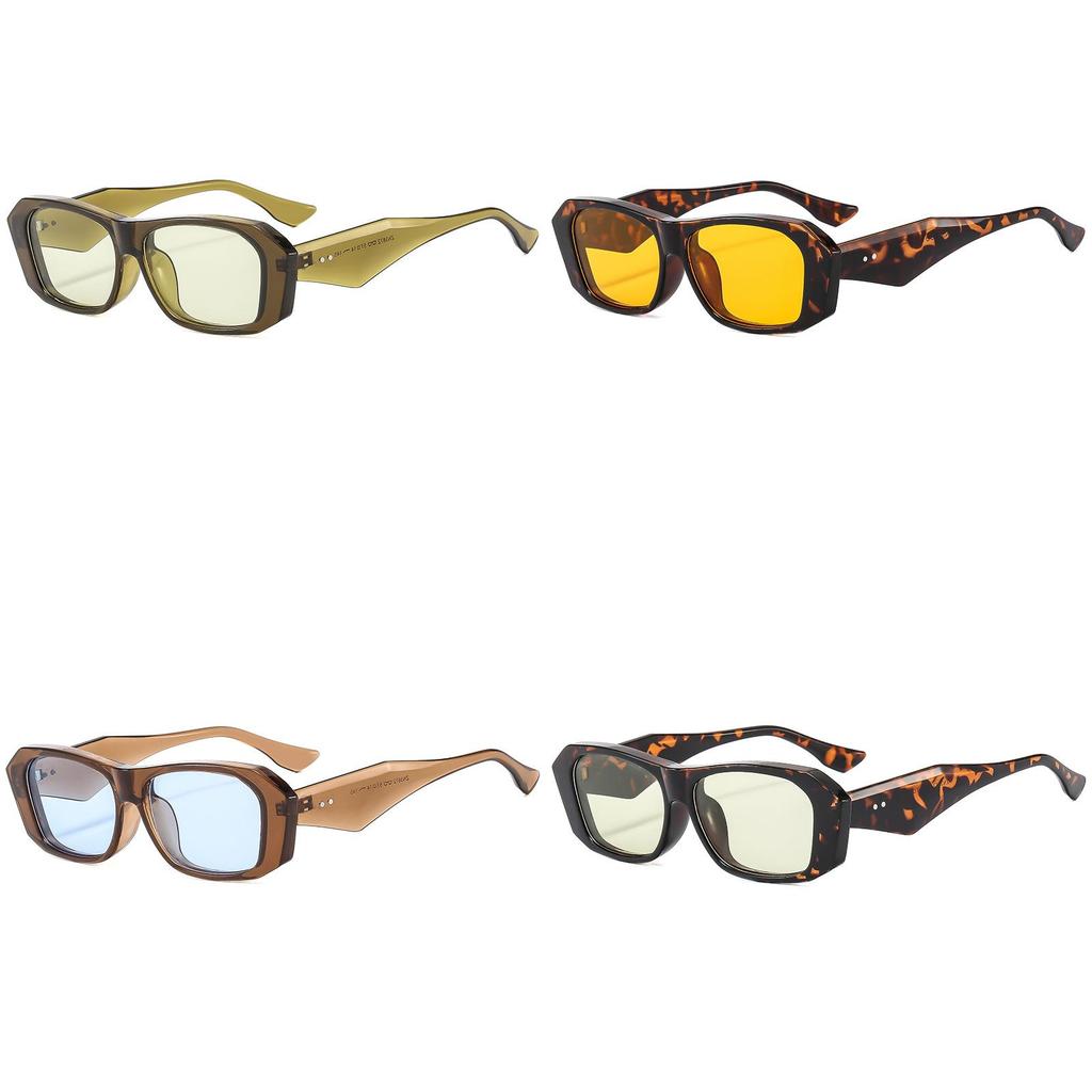 Black Frame Rectangular Sunglasses With Uv400 Protection For Outdoor Activities And Fashion Style