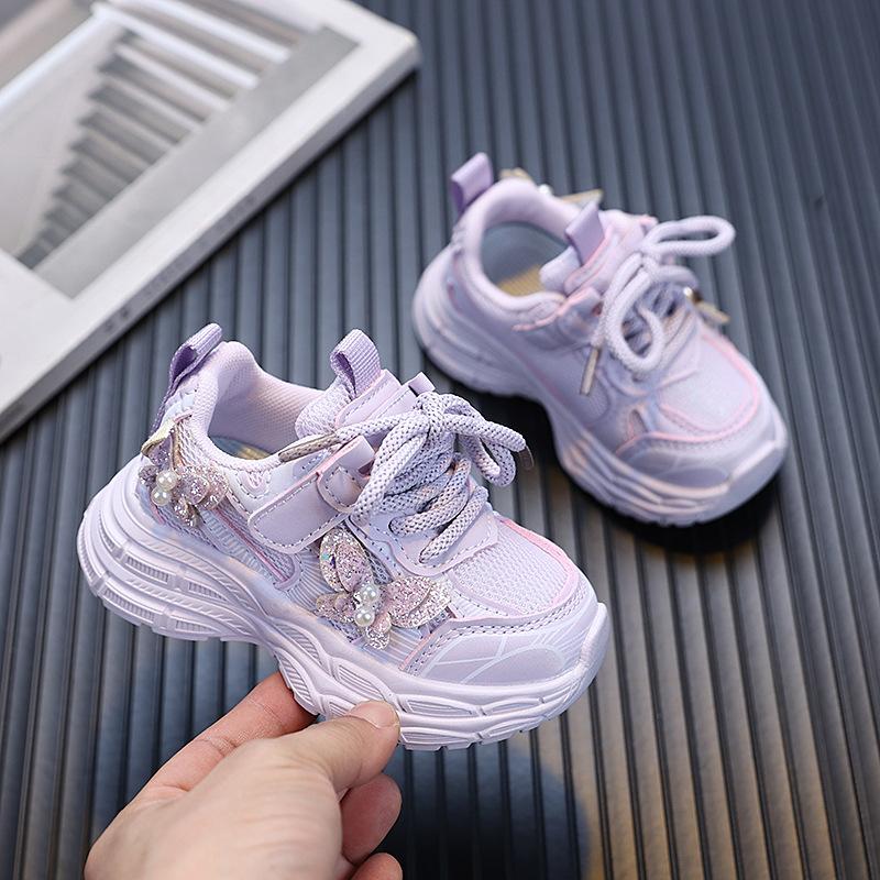 

Спортивная обувь для девочек 2025 Весна и Осень Новая Детская Жемчужная Обувь Студенческая Детская Нескользящая Мягкая Подошва Повседневная Обувь 25 фиолетовый