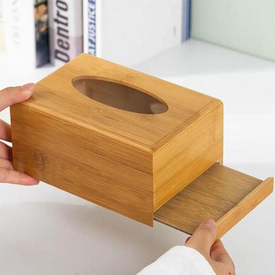Boîte à mouchoirs en bambou Design minimaliste moderne Porte-boîte à mouchoirs Étui à mouchoirs ménager Pour hôtel restaurant hôtel bureau Recharge facile