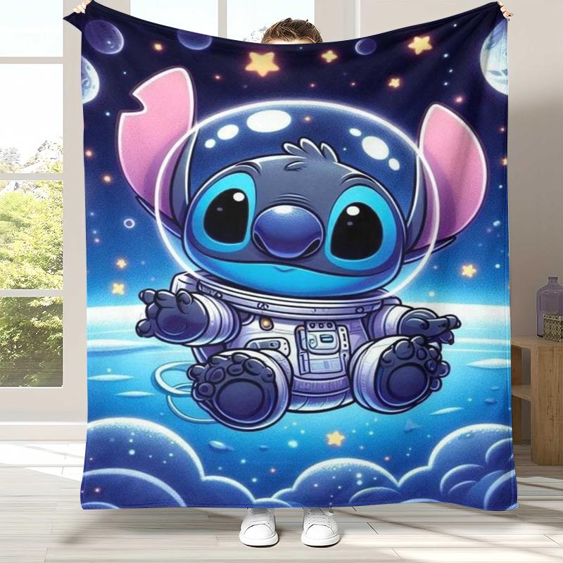 

Kawaii S-Stitch Cartoon Flannel Blanket,Ultra Soft Warm Plush Throw for Home Bedroom Bed Sofa Cover Camping Picnic gift kids 75x90cm