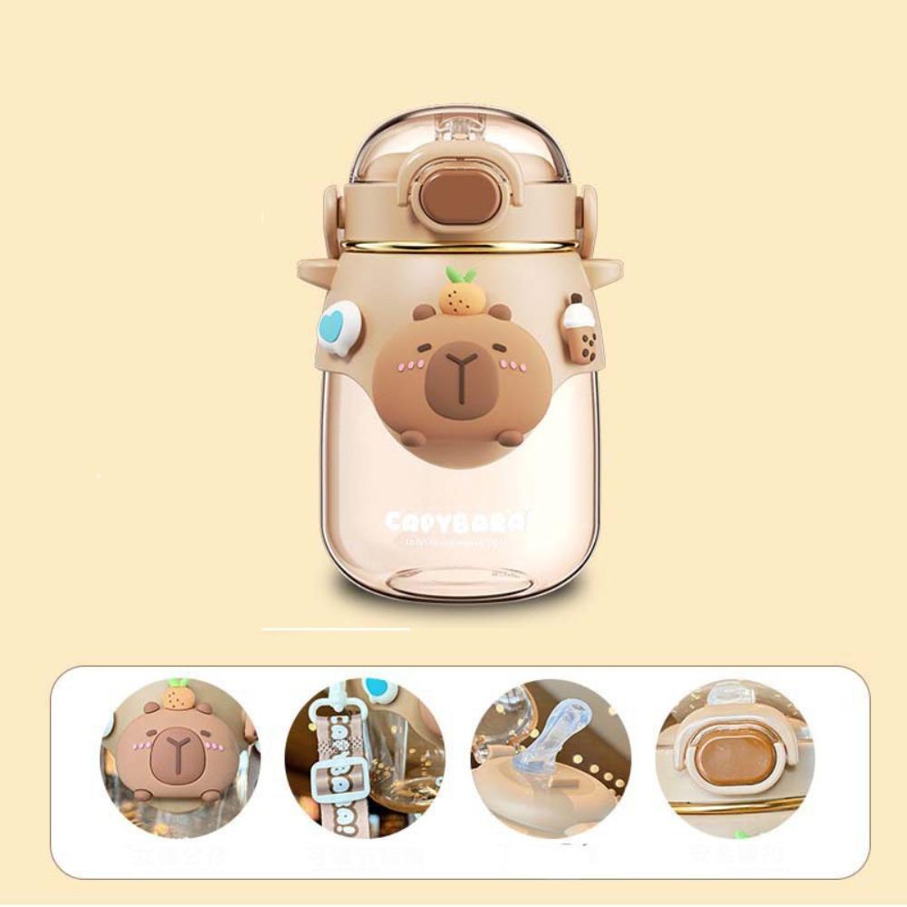Cartoon Capybara Water Bottle Plastic Outdoor Beverage Cup Cute Straw Cup