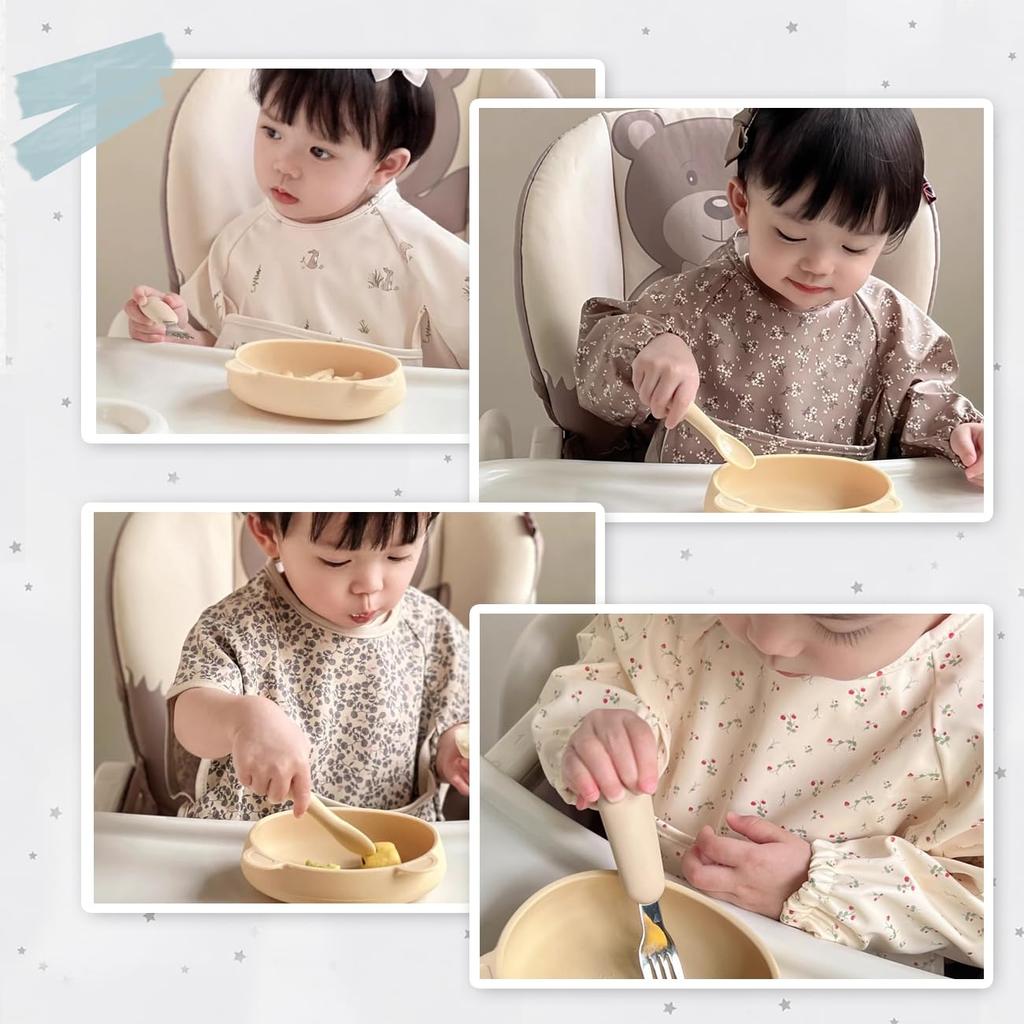 Baby Meal Short Baby Food Set of Meal Baby Meal Toddler 1 Year 2 Years 3 Years 4 Years 5 Years 6 Years Nursery Kindergarten [GoUseGo] Apron, Sleeve,