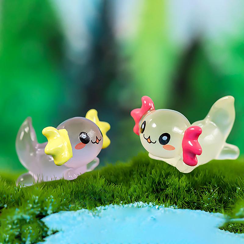 Svítící šestihranná dračí ozdoba Mini barevná kreslená panenka Dekorace mikro krajiny Miniaturní hračka Dekorativní figurky