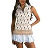 Camiseta Polo de Golf sin Mangas para Mujer con Cuello con Cremallera y Estampado, Camiseta sin Mangas Deportiva para Deportes y Actividades al Aire Libre