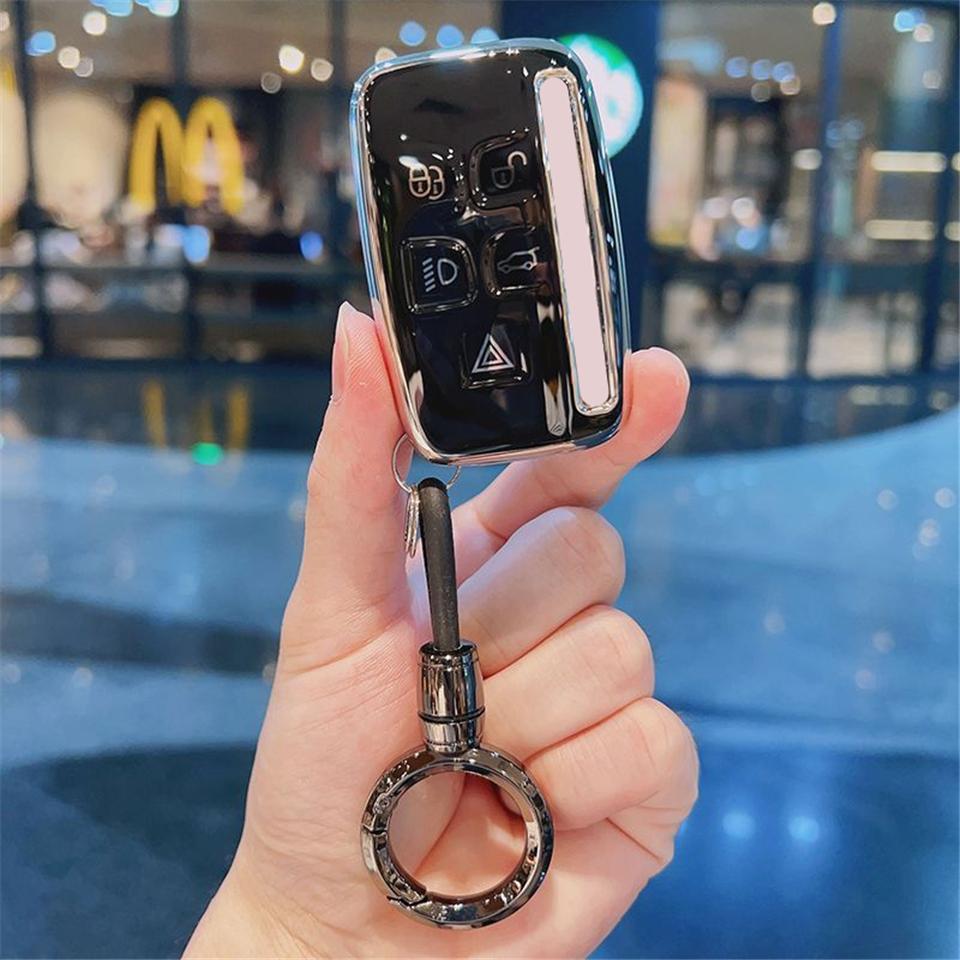 TPU Car Key Case Remote Cover Shell Holder Chian Fob For Land Rover New RangeRover Sport Evoque Freelander Velar Discovery LR5