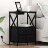 Nightstand Set of 2 Black Oak Effect 40 X 31 X 60 Cm