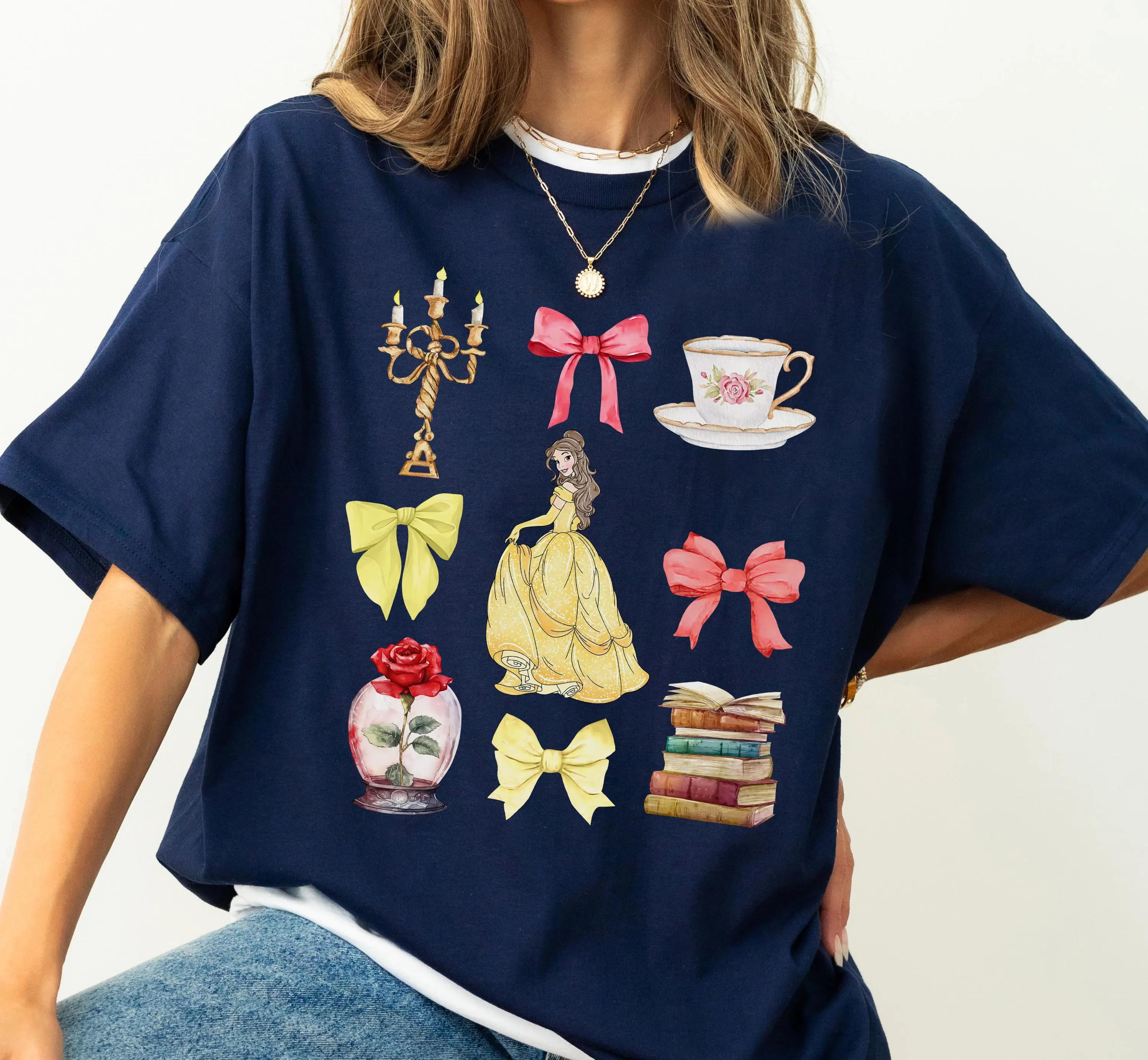 Disney Watercolor Coquette Bows Princess Belle Shirt Beauty and The Beast Shirt Princess Belle Shirt S