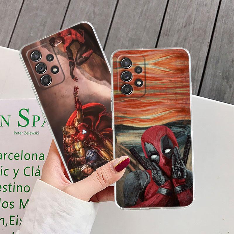 Marvel Oil Painting Clear Case For Samsung Galaxy A57 A37 A56 A36 Cases A55 A54 A35 A26 A07 A17 A16 A06 A36 A15 Shockproof Cover