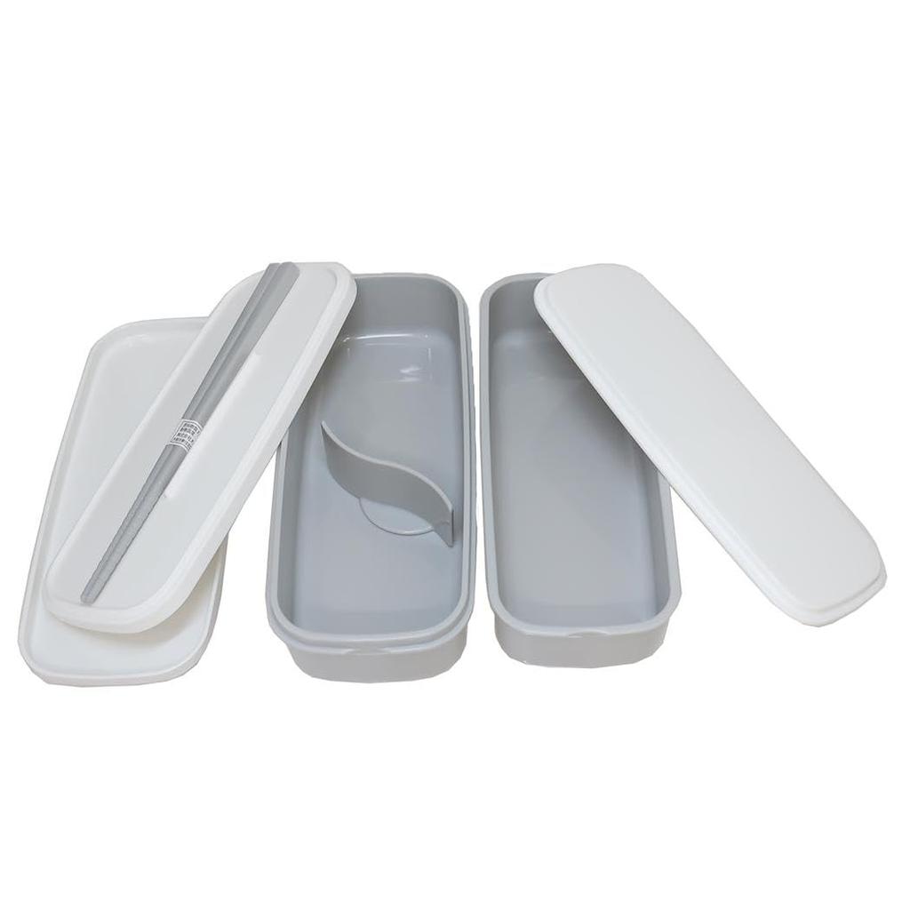 Sanrio Kuromi Slim Lunch Kamio School 303574 Two-Tier Box, Gray, 5743, Japan, Cute, Bento, Lunch, Trip,