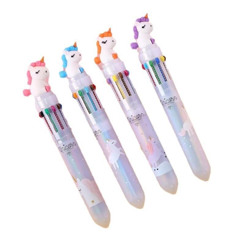 Office School Supplies Creative Cartoon Silicone 10-color Ballpoint Pen Cute Press Ballpoint Student Gift Kawai Stationery