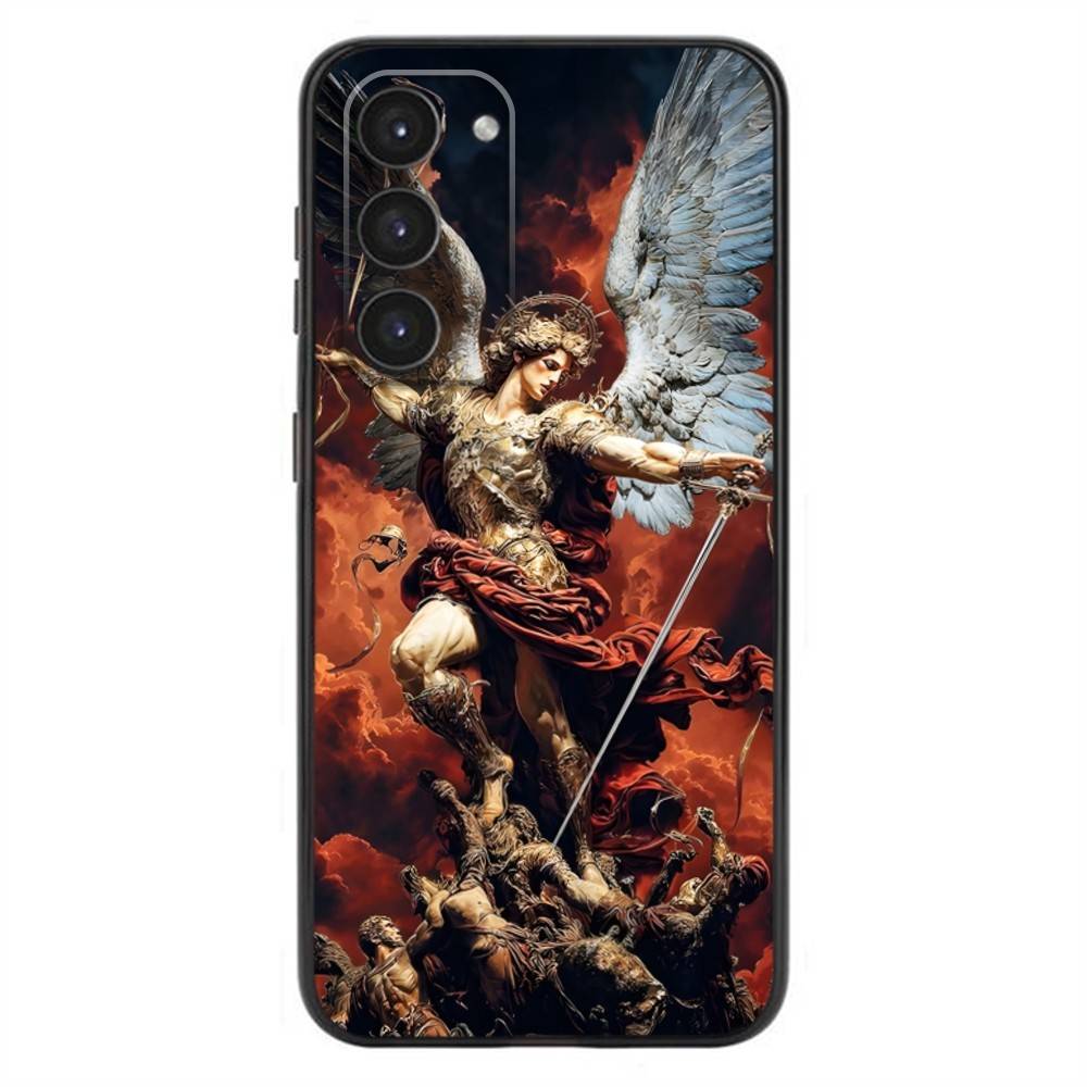 Archangel Michael Cross Phone Case For Samsung Galaxy A20,21s,22,31,32,52,53,72,73,80,91 Soft Liquid Silicone Black Cover