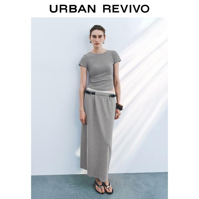 

UR 2025 Autumn Women s Casual Belted Slit Long Skirt XXS