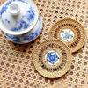 Handmade Vietnamese Rattan Ceramic Coaster Rattan Weaving Drink Cup Mat Teacup Mat  Craft