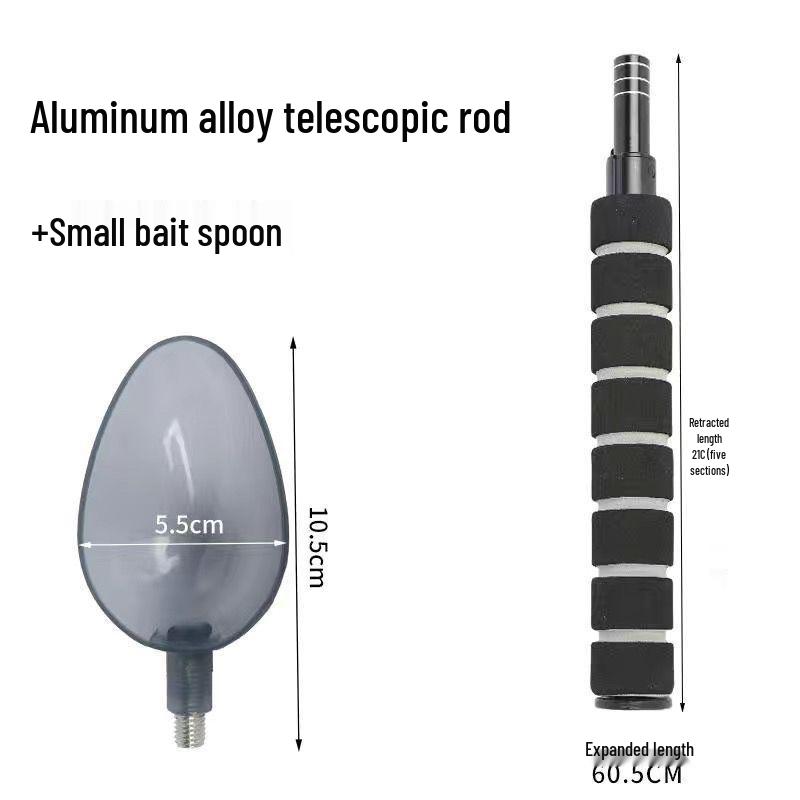 Portable Multi-Functional Retractable Bait Dispenser and Casting Spoon Rod