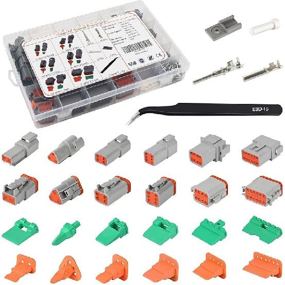 2-Pin Deutsch Stecker-Kit 10 Sätze, Graues DT Stecker-Kit, 2-Pin Wasserdichte Drahtverbinder für die Automobilindustrie, Elektrischer Steckverbinder-Kit mit 16# gestanzt