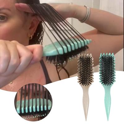 Multifunktionell Stylingborste Portabel Studsar Mjuk Tvättbar Mjuk Tand Massagekam För Frisering Kvinnor Män Daglig Hårstyling