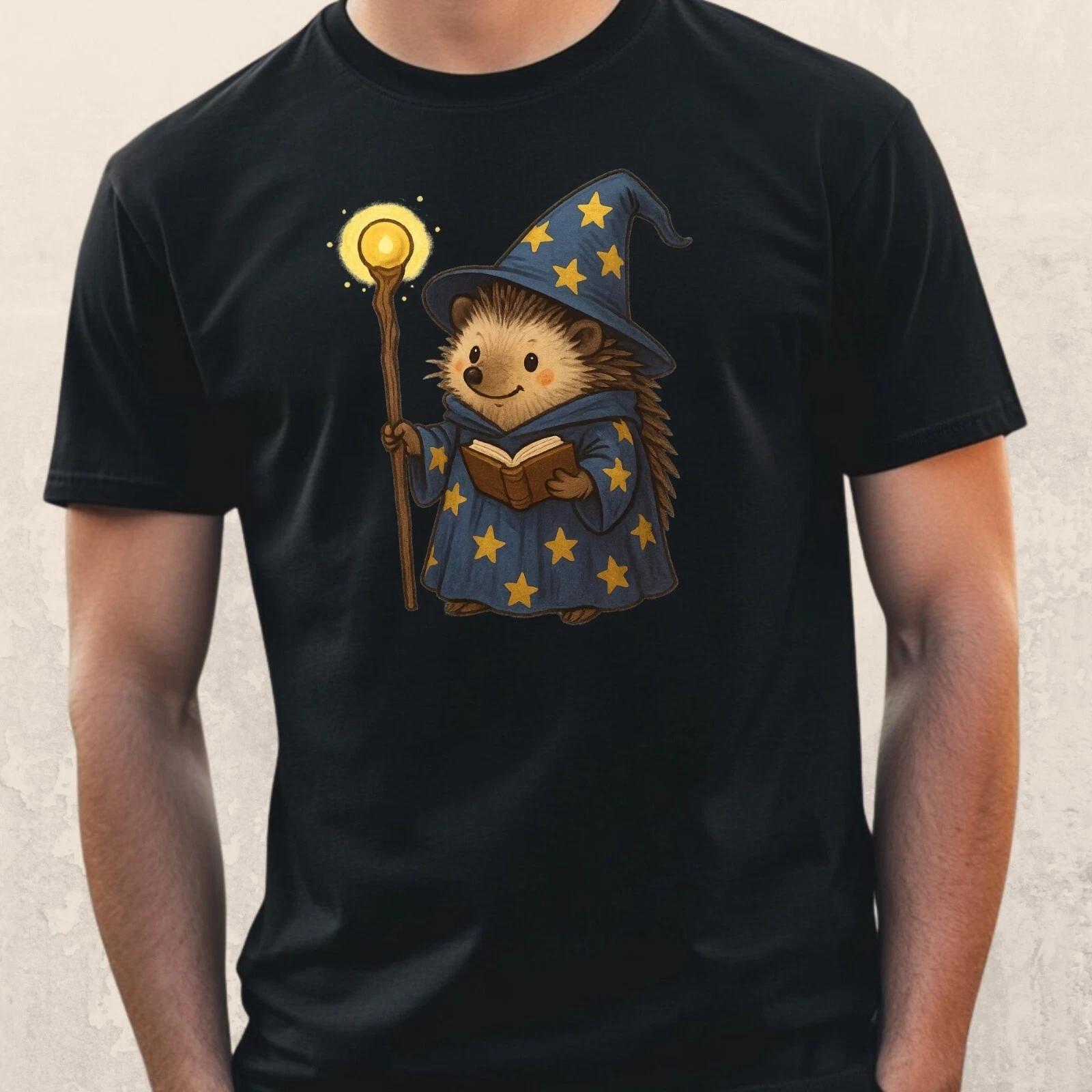 T-Shirt Herren Igel Zauberer Motiv Baumwolle Größe S bis 5XL L