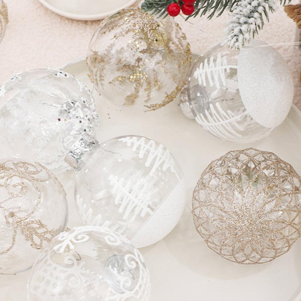 Christmas Decorations 8cm Exquisite PET Transparent Painted Christmas Ball Gift Box Window Christmas Tree Pendant Ball