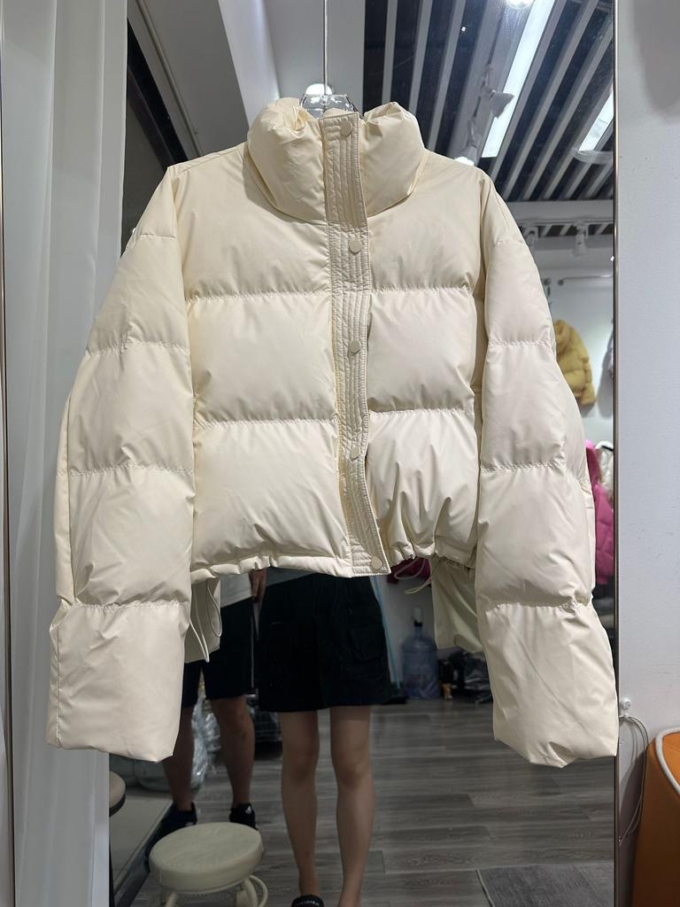 White duck down casual versatile new PU leather noodle down jacket for women, comfortable and warm, petite size oversized jacket for cold protection