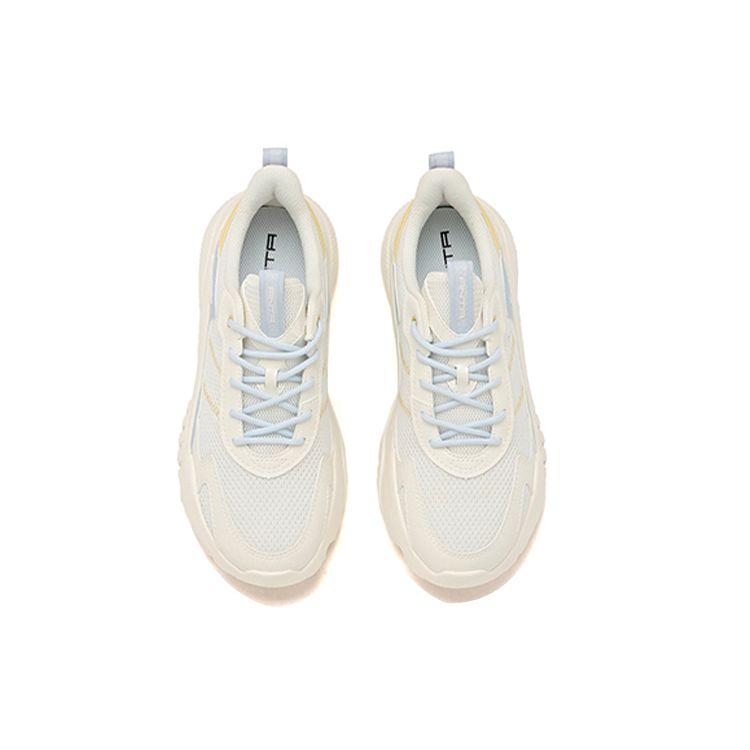 Anta Lifestyle Series Fabric Synthetic Leather Non-Slip Wear-Resistant Lightweight Low-Top Dad Shoes Women Sneakers White Blue Yellow 922048823-8
