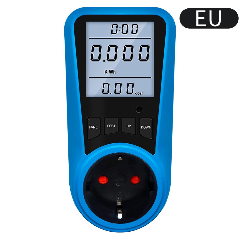 Digitaler Strommesser AC 230V Strommessgerät Voltmeter Zeit Watt Leistung Energie Tester 50Hz Steckdosenanalysator EU US UK AU FR BR IT Stecker