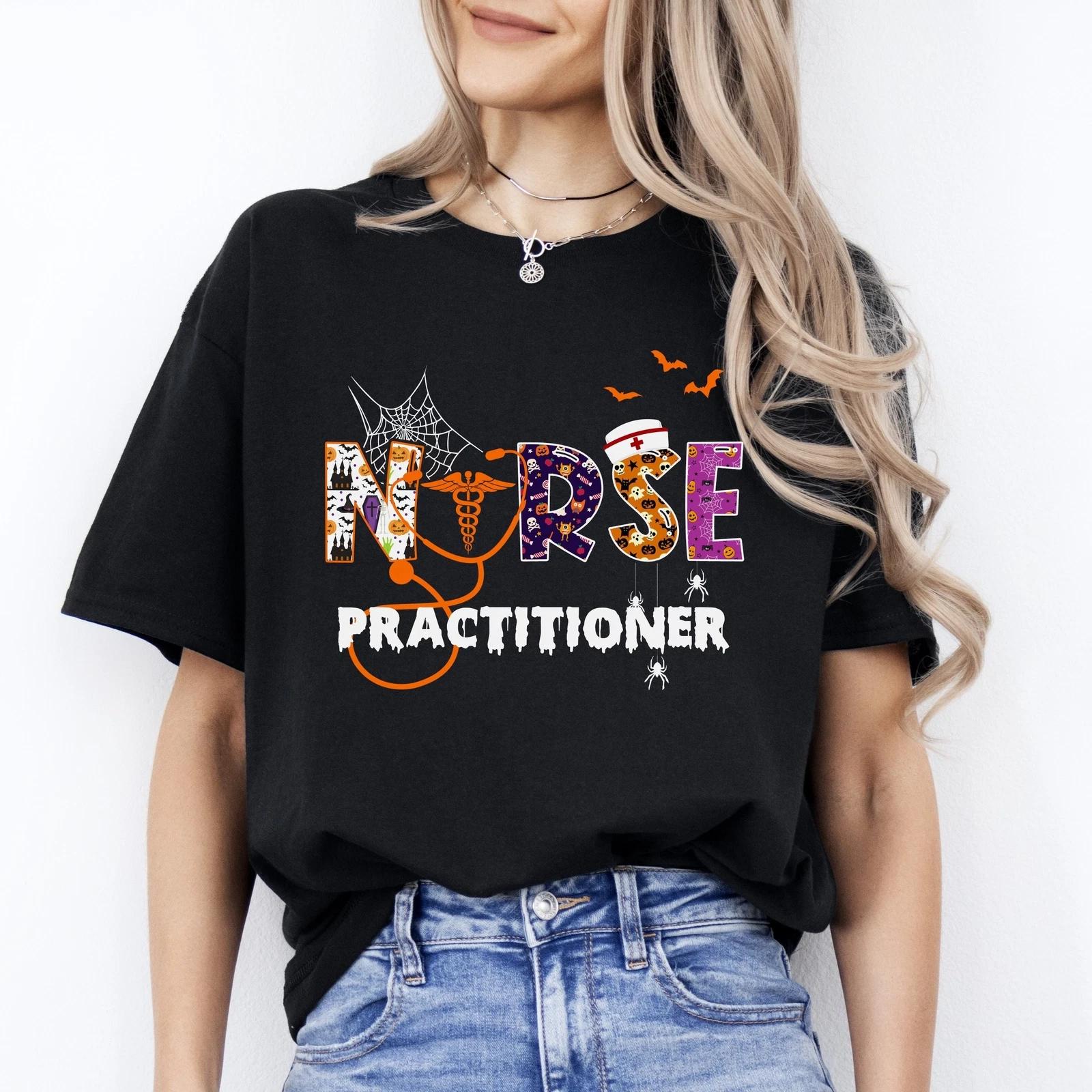 Nurse practitioner Halloween Unisex T-Shirt Scary Spooky Family NP Emergency NP 2XL