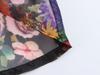2025 Spring Women's European & American Organza Print Puff Sleeve Shirt