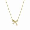 18K Gold Zircon Copper Bow Necklace with Full Diamond Clavicle Chain