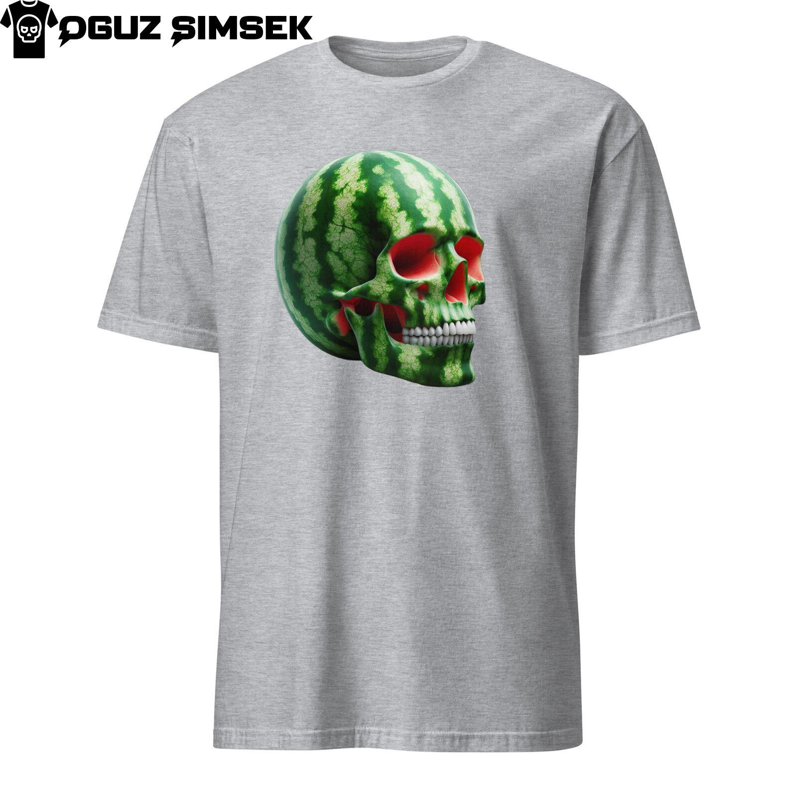 Unique Short-Sleeve Unisex T-Shirt Mens Womens Tees Top: Watermelonfruit Human Skull Design S