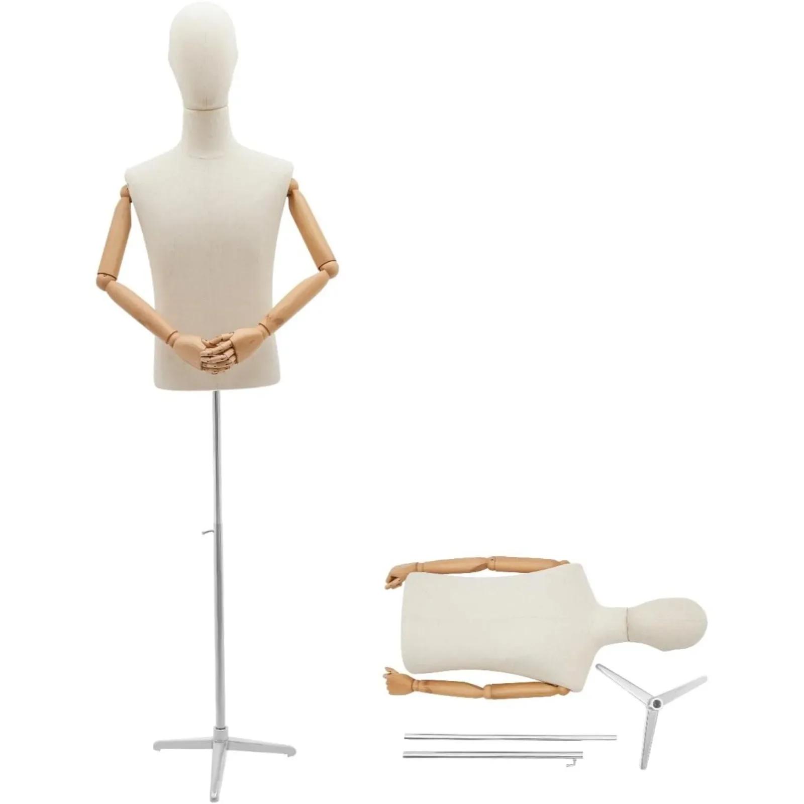 

Мужской манекен-торс со стойкой Форма 53 ~76 Регулируемая по высоте Подставка-трипод металлическая для витрины магазина коричневый