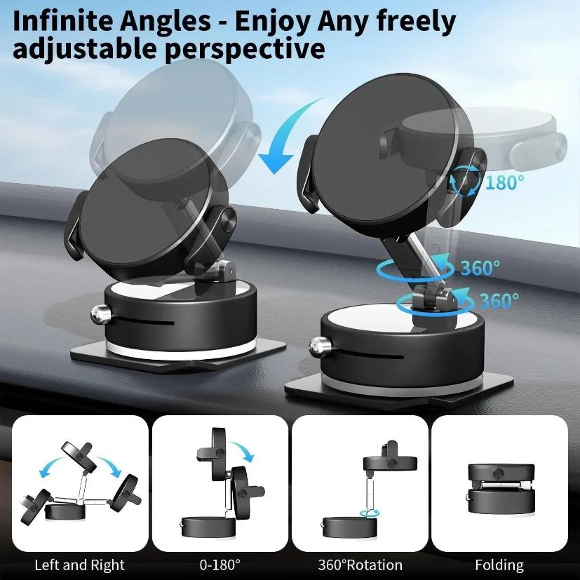Car Magnetic Clip Phone Holder 360° Rotation Car Vacuum Suction Cup Stand For Magsafe iPhone 17 16 15 14 13 12 Pro Max Bracket