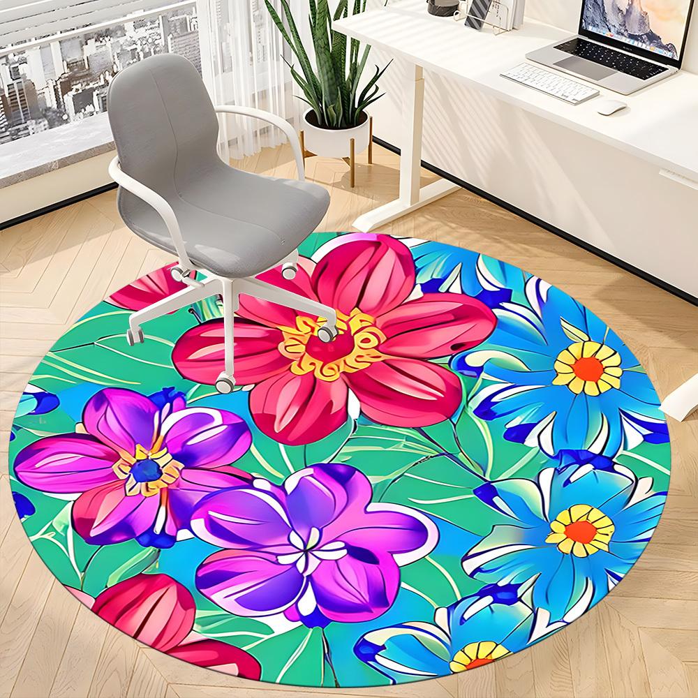 1pc Floral Pattern Chair Carpet for Office, Soft and Durable Office Rug for Interior Decoration, Perfect for Office yy251227096