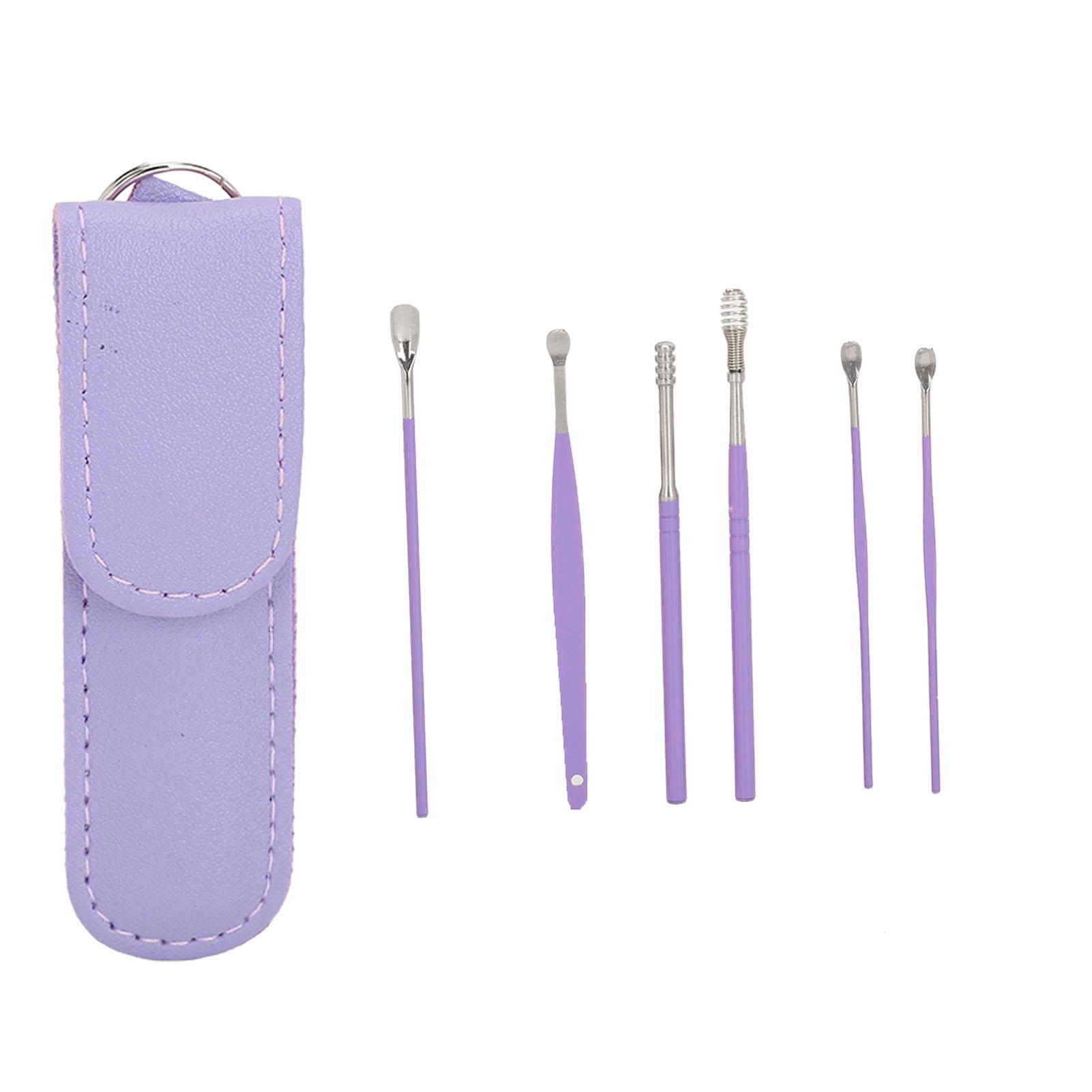 

6 шт. Набор ухочисток Инструмент для удаления ушной серы Нержавеющая сталь Портативный Инструмент для удаления ушной кюретки с хранением