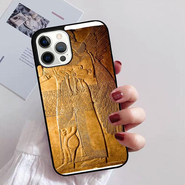 Lamassu Assyrischen Geflügelten Löwen Telefon Fall für iPhone 11 12 13 14 Pro Max mini XR XS SE 2020 6 7 8 Plus Samsung S21 S22 Coque Funda