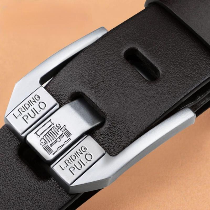 Pánský kožený opasek Čistá kůže S kolíčkovou sponou Pánský džínový Jednoduchý Retro Ležérní Univerzální Kalhotový opasek z pravé kůže