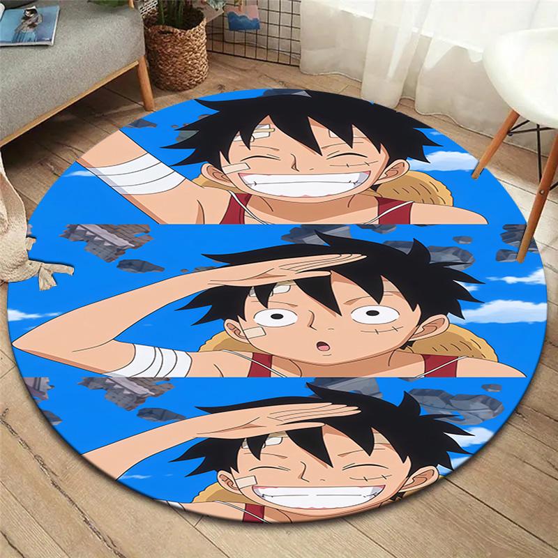 One Piece Monkey D Luffy Round Area Rug Carpet Rug For Living Room Bedroom Sofa Playroom Decor Nonslip Floor Mat