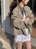Vintage Lapel Zipper Motorcycle Jacket - Versatile Long Sleeve Outerwear