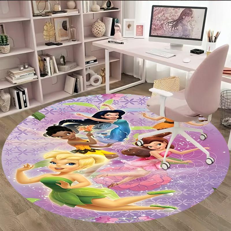 1pc T-Tinkerbell1 Carpet, Round Rug, Comfortable, Suitable for Entryways, Living Rooms, Office, And Bedrooms, Christmas Decoration