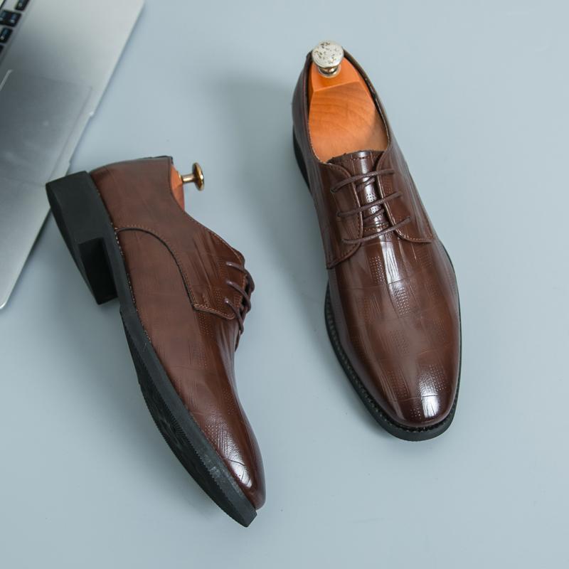 New Men's Leather Shoes High Quality Casual Oxfords Business Work Shoes Black Brown Lace-up Comfortable Party Wedding Man Shoes