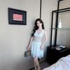 Dress summer sexy temperament V-neck women's lace thin low-cut work clothes work clothes
