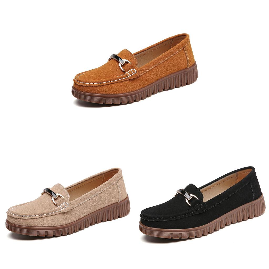 Solid Color Shoes With Suede Upper And Soft Rubber Sole For Casual Summer Wear